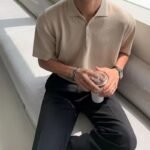 Men's Slim-Fit Short Sleeve Knit Shirt - Breathable No-Iron Casual Top