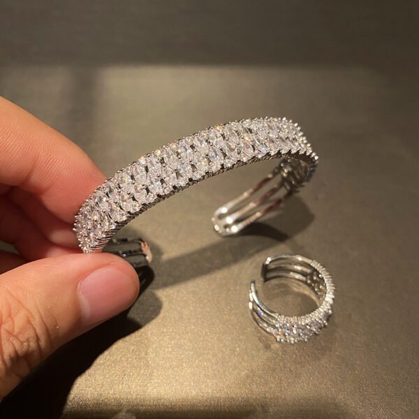 O1CN01DBxmSm1UW2Mm5hS5k_3935692524-0-cib Pavé-Set Cubic Zirconia Bangle and Ring - White Gold-Plated Jewellery