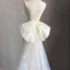 French Lace Strapless Mermaid Wedding Dress with Detachable Overskirt