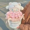 Cinnamon Dog Plush Hug Bucket Bouquet Gift Set with Lamp