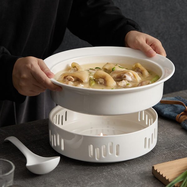 O1CN01EbHFwa21pcxEZcI8I_3686947034-0-cib Flame-Safe Ceramic Soup Plate and Candle Warmer Stand — Hot Pot Serving Set