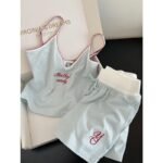 Striped Bow Cami & Shorts Pyjama Set — Korean Retro Loungewear