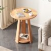 Solid Wood Two-Tier Side Table - Round Nordic Coffee Table