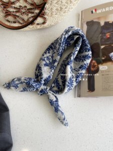 Cotton Linen Floral Square Scarf