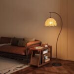 Retro Lotus Leaf Floor Lamp - S-Shaped Arc Standing Light for Living Room and Study