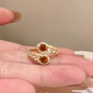Tiger Eye Stone Snake Open Ring
