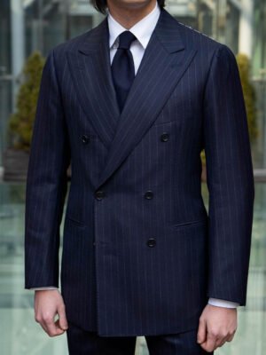 Men's Striped Double-Breasted Business Suit (Jacket & Trousers)
