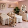 Three-Tier Salon Trolley Cart - Mobile Beauty and Nail Station with Hooks and Basket