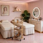 Three-Tier Salon Trolley Cart - Mobile Beauty and Nail Station with Hooks and Basket