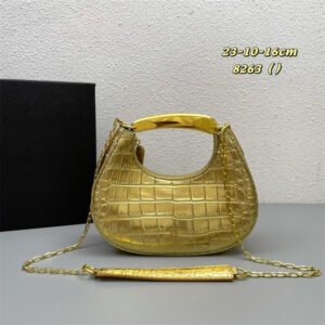 TOM FORD Crocodile Pattern Crescent Shoulder Bag - Structured Underarm Handbag, 23 cm