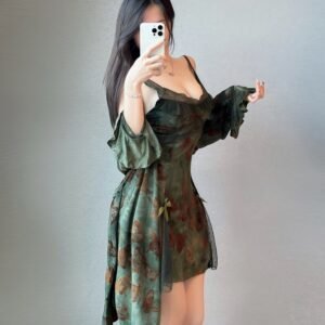 Printed Satin Nightdress & Robe Set — Plus Size Loungewear