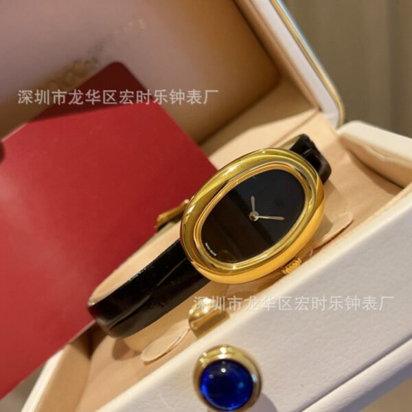 Cartier Oval Case Quartz Watch - Vintage Gold Bean Style Women's Wristwatch