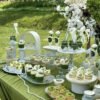 White and Green Dessert Table Display Set - Wedding, Baby Shower and Party Stands