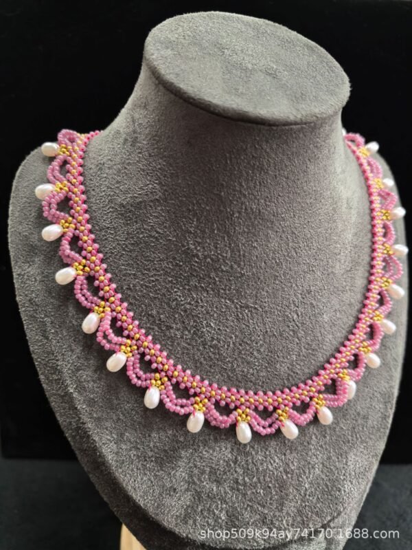 Chinoiserie Multi-Layered Lace Beaded Necklace
