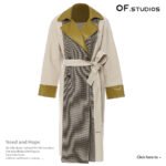 British Check Trench Coat - Contrast Leather Panel, Long Line