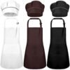 Plain Cotton Blend Apron and Chef Hat — Adult and Children Sizes