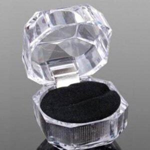 Acrylic Diamond-Cut Ring Box - Crystal Jewelry Case