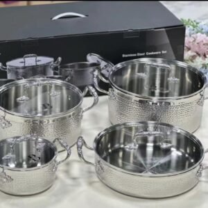 Hammered 304 Stainless Steel Cookware - Uncoated Milk Pots, Deep Pot and Frying Pan