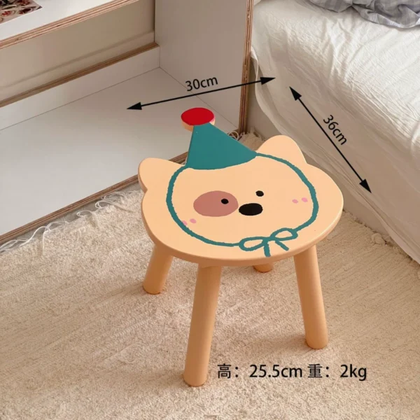 Cartoon Cat Kids Solid Wood Stool