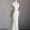 French Lace Strapless Mermaid Wedding Dress with Detachable Overskirt