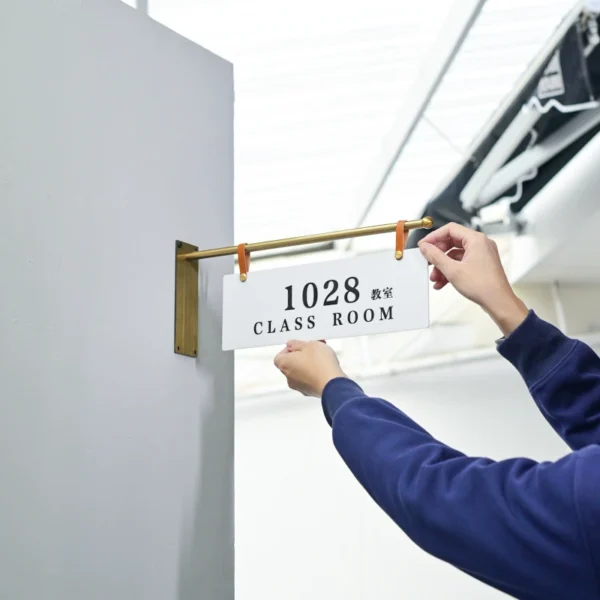 Double-Sided Metal Door Sign with Wall Mount