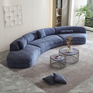 Italian Curved Sofa - Modern Light Luxury Frosted Velvet
