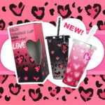 Leopard Print Heart Pendant Color-Changing Straw Cup - 2-Piece Gift Set