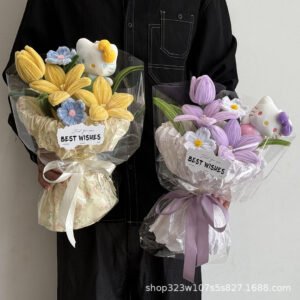 Finished Twist Stick Doll Bouquet - Handmade Wire Flower Gift Bouquet
