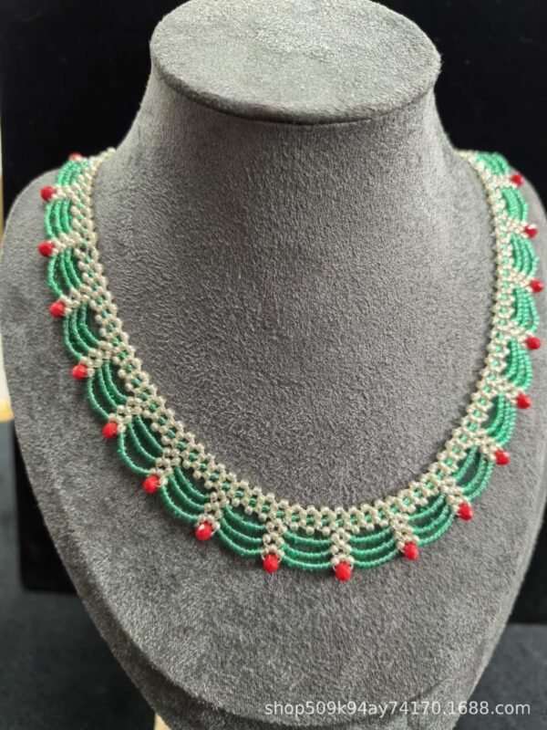 Chinoiserie Multi-Layered Lace Beaded Necklace