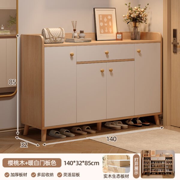 Solid Wood Entryway Shoe Cabinet - Wall-Mounted Hallway Storage