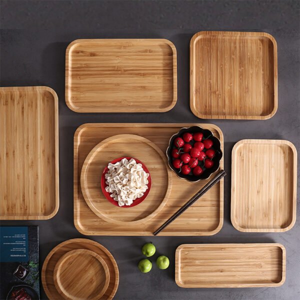 Japanese Bamboo Serving Trays - Round, Square & Rectangular Tea Trays