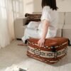 Medieval-Style Red Embroidered Lazy Sofa Pouf and Cushion Set