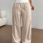 Striped Wide-Leg Lounge Trousers — Relaxed Casual Fit
