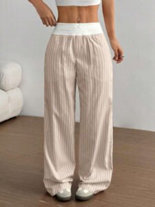 Striped Wide-Leg Lounge Trousers — Relaxed Casual Fit