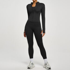 High-Elastic Two-Piece Running & Yoga Set – Slim Fit High-Waist Fitness Suit