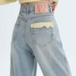 Light Wash Straight Leg Jeans - High Waist, Loose Wide Leg