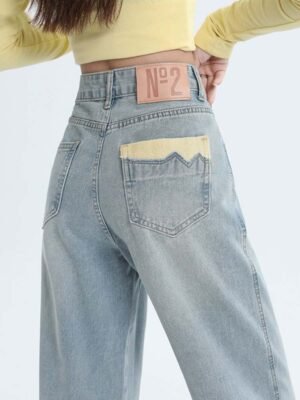 Light Wash Straight Leg Jeans - High Waist, Loose Wide Leg