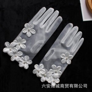 Bridal Wedding Mesh Gloves - Sheer Lace Photo Shoot Gloves