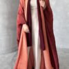 Gradient Batwing-Sleeve Long Coat - Scarf-Collar Women's Outerwear