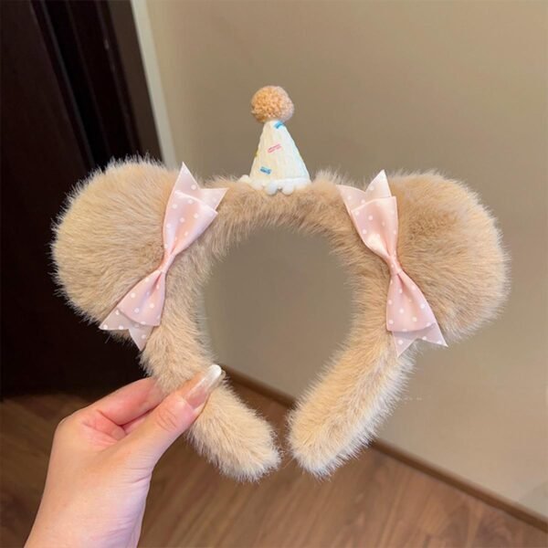 Korean Style Brown Bear Bow Headband - Face-Slimming Crown Headband