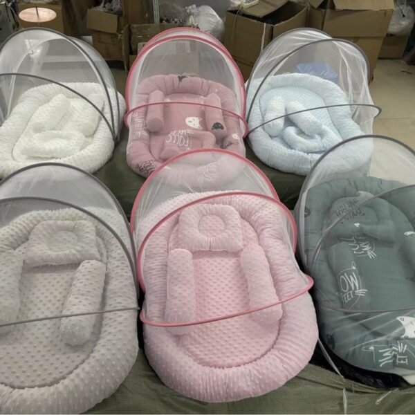 Children’s Yurt Folding Mosquito Net Bed — With Mattress Pad & Pillow