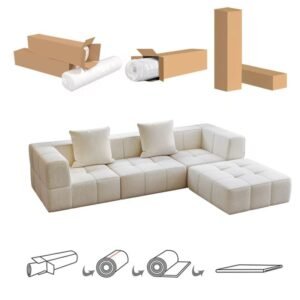 Marshmallow Cream-Style Modular Fabric Sofa (Vacuum-Compressed)