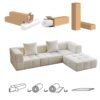 Marshmallow Cream-Style Modular Fabric Sofa (Vacuum-Compressed)