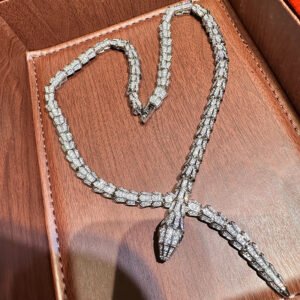 Snake Bone Collar Necklace - Platinum Plated Choker