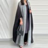Gradient Batwing-Sleeve Long Coat - Scarf-Collar Women's Outerwear