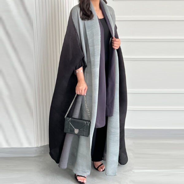 Gradient Batwing-Sleeve Long Coat - Scarf-Collar Women's Outerwear