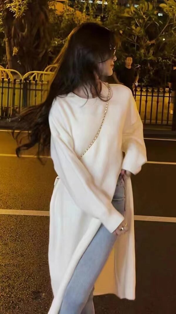 Mid-Length Turtleneck Jumper - Loose Fit with High Side Splits