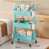 Three-Tier Salon Trolley Cart - Mobile Beauty and Nail Station with Hooks and Basket