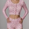 Floral Print Loungewear Set (Round Neck Long Sleeve Top + Shorts)