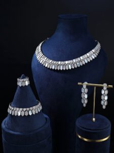 Bridal Zircon 4-Piece Jewelry Set – Necklace, Earrings, Bracelet & Ring